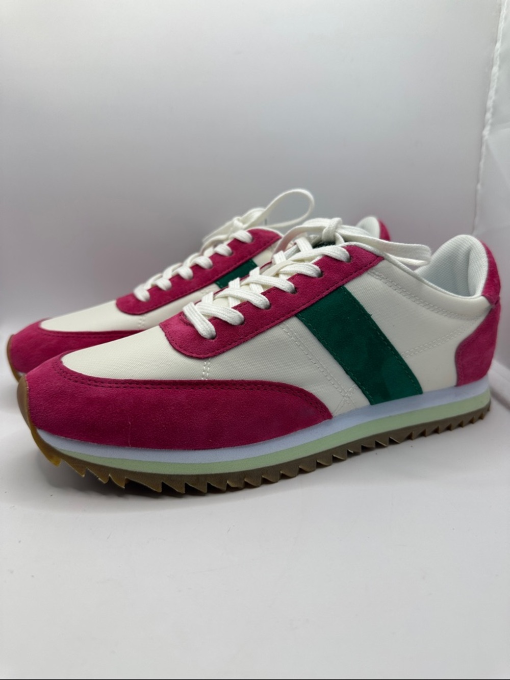 J. Crew Retro Runner Sneakers - White, Pink & Green
